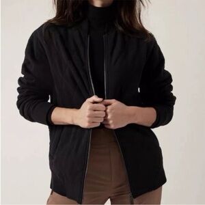 Athleta Retroplush Women's Black Bomber Jacket